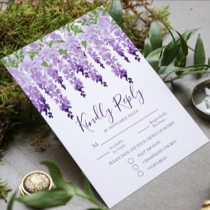 Lavender Wisteria Wedding Meal Choice RSVP Card