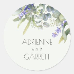 Lavender With Eucalyptus Greenery Wedding  Classic Round Sticker