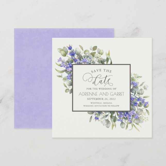 Lavender With Eucalyptus Wedding Save The Date (Front/Back)