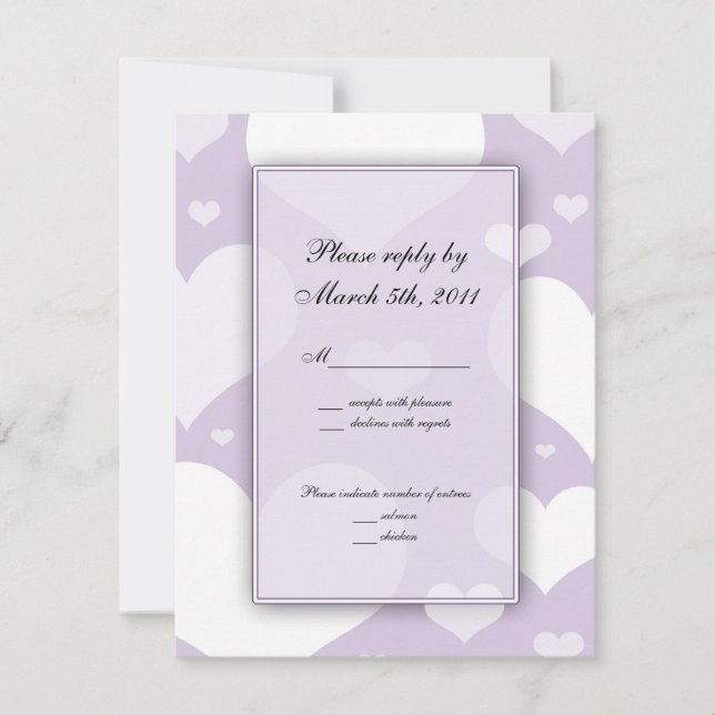 Lavender with Hearts Wedding RSVP Notes (Front)