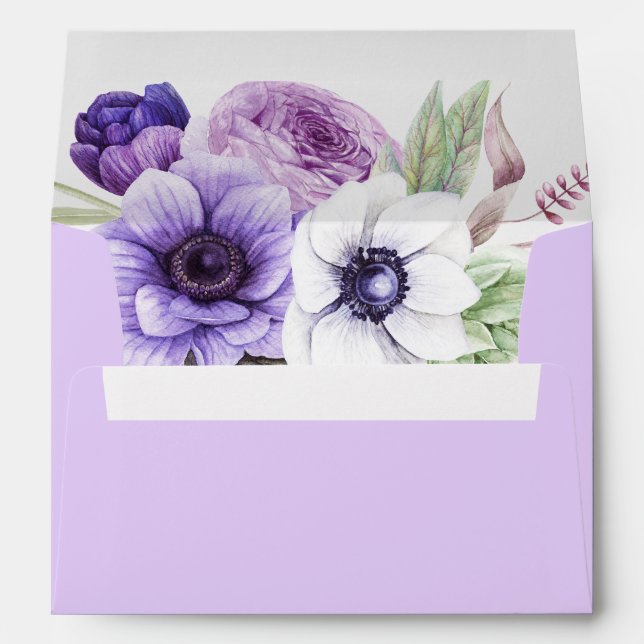 Lavender with Purple Lavender and White Floral Ins Envelope (Back (Bottom))