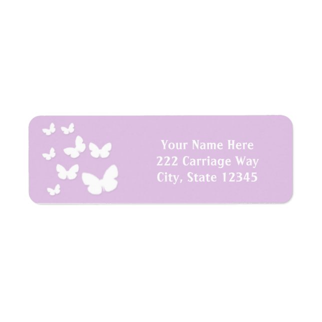 Lavender with White Butterflies Address Labels (Front)