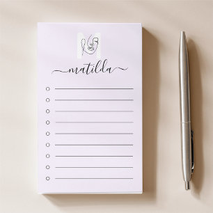 Lavender Women Face Line Art & Script Monogram Post-it Notes
