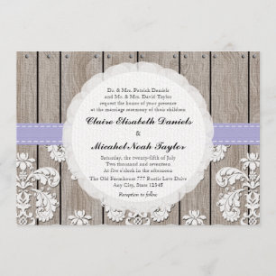Lavender Wood Lace Wedding Invitations