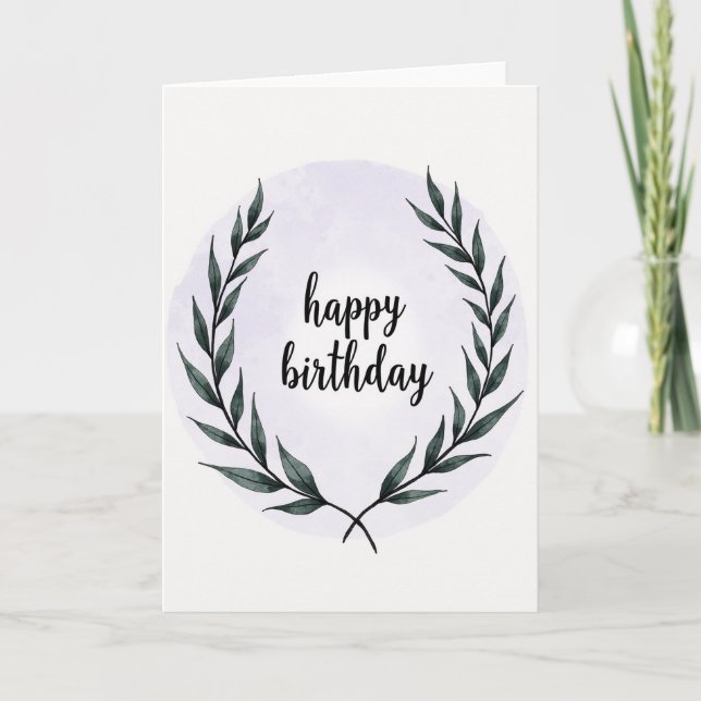 Lavender Wreath Birthday Card (Front)