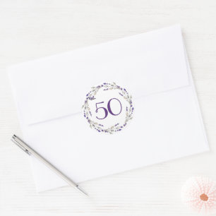 Lavender Wreath for 50th Anniversary Classic Round Sticker