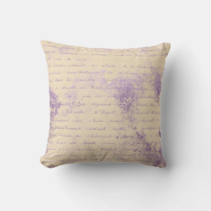 Lavender Writing on Cream Cushion