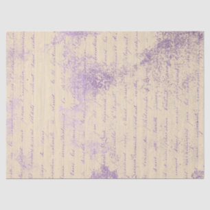 Lavender Writing on Cream Decoupage Tissue Paper