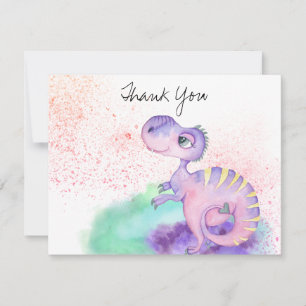 *~* Lavender Yellow Dragon Baby Boy Baby Shower Thank You Card