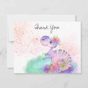 *~* Lavender Yellow Dragon Baby Girl Baby Shower Thank You Card