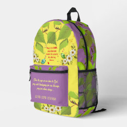 Lavender Yellow Inspirational Motivations Printed Backpack