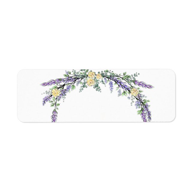 Lavender Yellow Rose and Eucalyptus Label Return Address Label (Front)