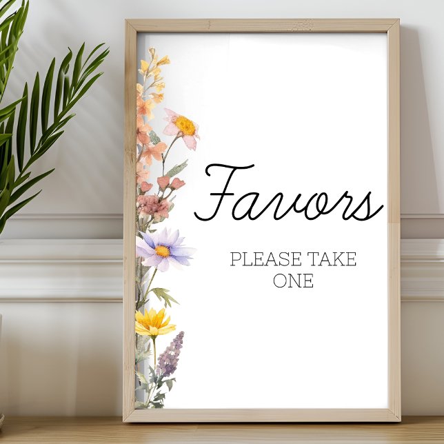 Lavender Yellow Spring Wildflowers Favours Sign  (Creator Uploaded)