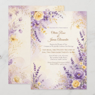 Lavender Yellow Wedding Purple Romance Invitation