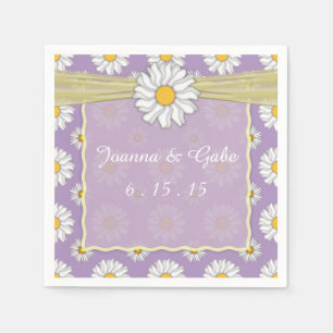 Lavender Yellow White Daisy Floral Wedding Napkins