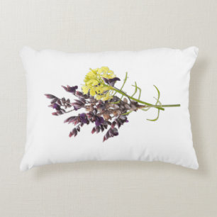 Lavender & Yellow Wildflower Botanical Design Decorative Cushion