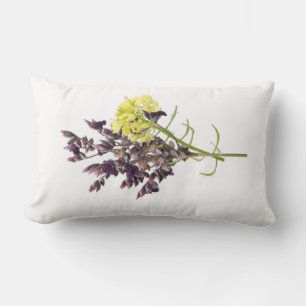 Lavender & Yellow Wildflower Botanical Design Lumbar Cushion