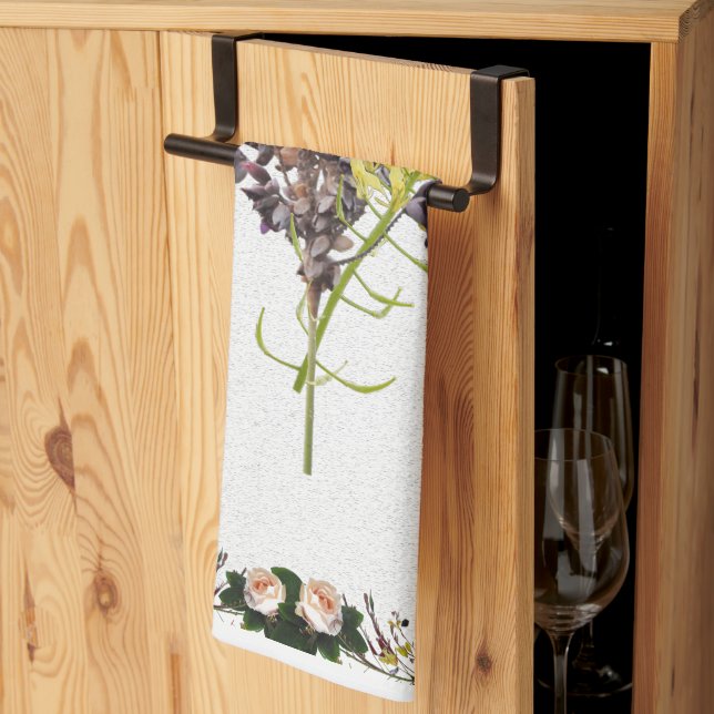 Lavender & Yellow Wildflower Botanical Design Tea Towel (Thirds Fold)