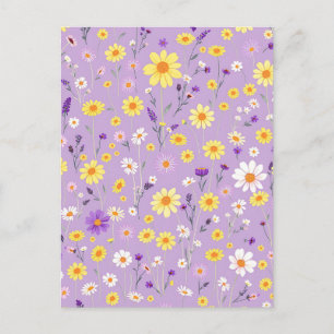 Lavender Yellow Wildflower Meadow Cottagecore Postcard