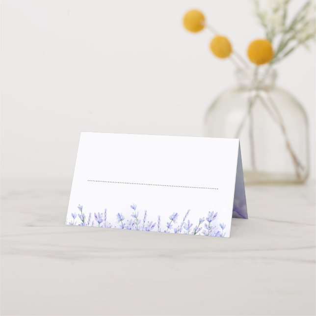 Lavenders and White Flowers Elegant Wedding Place Card (Front)