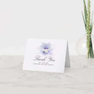 Lavenders and White Roses Floral Thank You Card