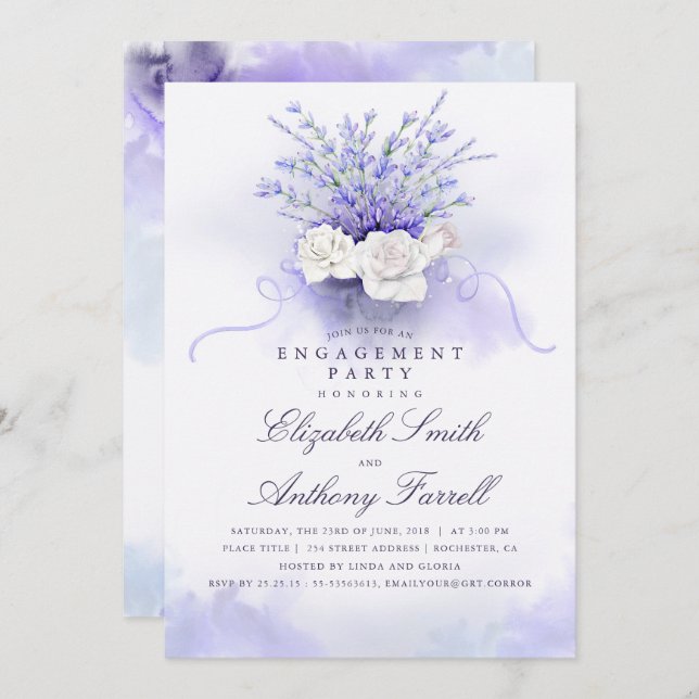 Lavenders Engagement Party Invitation (Front/Back)