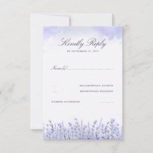 Lavenders Field Floral Purple Wedding RSVP Card