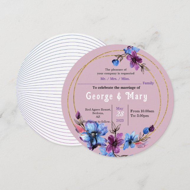 Lavendra Circle Wedding invitation (Front/Back)