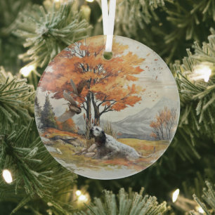 "Laverack" The English Setter hunting Glass Tree Decoration