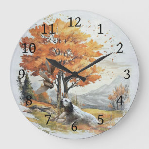 "Laverack" The English Setter hunting Large Clock