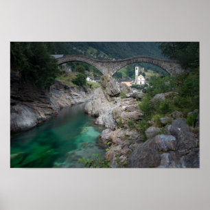 Lavertezzo bridge in Valle Verzasca, Switzerland Poster