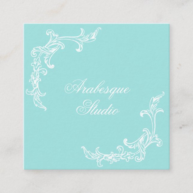Lavish, Baroque Blue and White Business Card (Front)