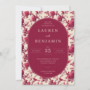 Lavish Crimson Blooms Wedding Invitation