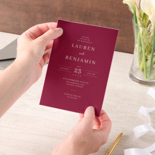 Lavish Crimson Blooms Wedding Vellum Invitations
