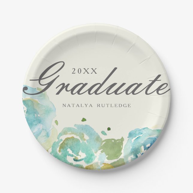 Lavish Florals Graduation Paper Plate (Front)