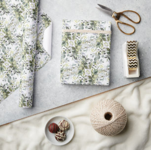 Lavish greenery foliage gold frame wrapping paper