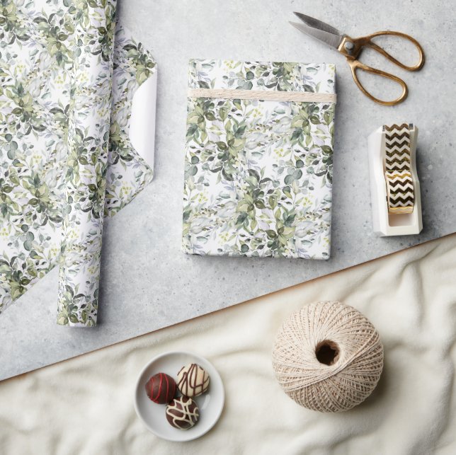 Lavish greenery foliage gold frame wrapping paper (Crafts)