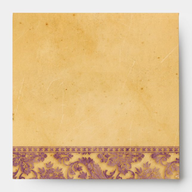 Lavish Lilac Grunge Damask Lace Square Envelopes (Front)
