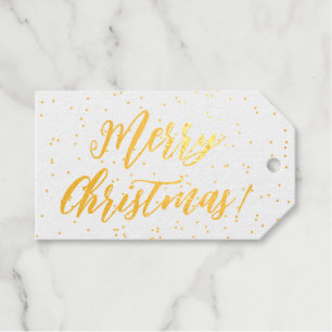 Lavish script elegant Merry Christmas gold Gift Tags