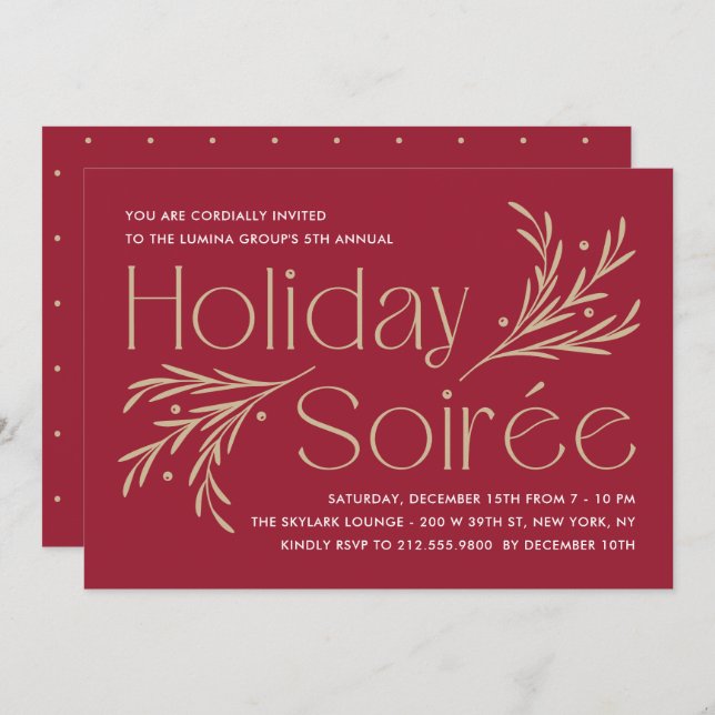 Lavish Soirée Editable Colour Holiday Party Invita Invitation (Front/Back)