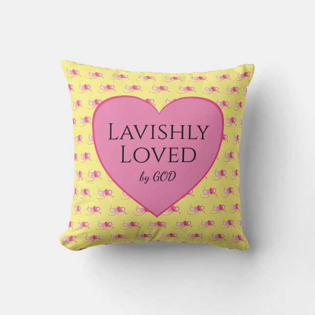 LAVISHLY LOVED Pink Heart Cushion (Front)