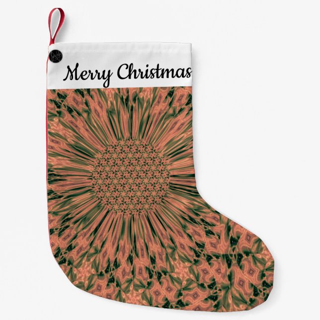 LavishlyOn Customisable Country Peach Green Bloom Small Christmas Stocking (Front)