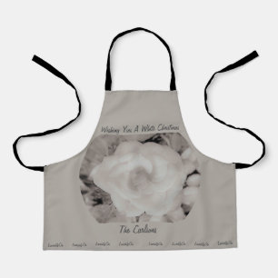 LavishlyOn Elegant Script Christmas Frosted Rose Apron
