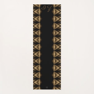 LavishlyOn Monogram Black Gold Piped Edging Yoga Mat