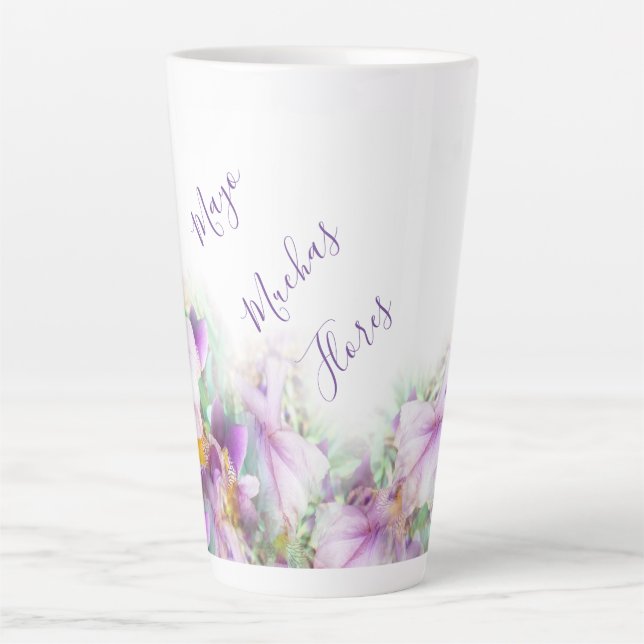 LavishlyOn Muchas Flores Mayo Purple Irises Swath  Latte Mug (Front)