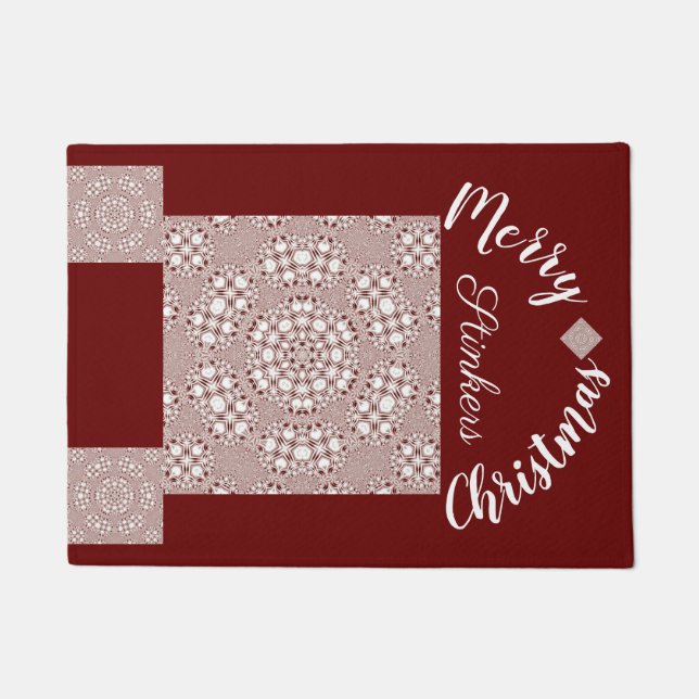 LavishlyOn Stellar Gingham Red White Christmas Dog Doormat (Front)
