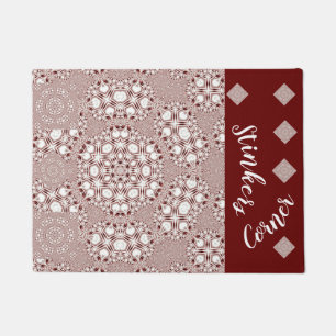 LavishlyOn Stellar Gingham Red White Dog Cat Pet Doormat