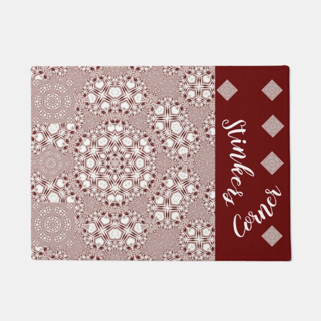 LavishlyOn Stellar Gingham Red White Dog Cat Pet Doormat (Front)