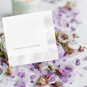 Lavnder Personalised Names Coined Wedding Napkin
