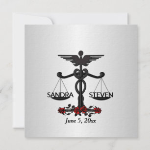 Law and Medicine Union Red Rose Invitation